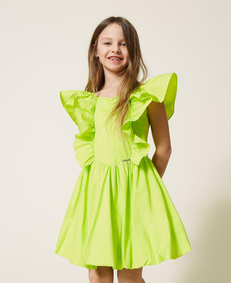 Kleid aus Popeline mit Volants „Lemongrass“-Gelb Mädchen 221GJ202A-01
