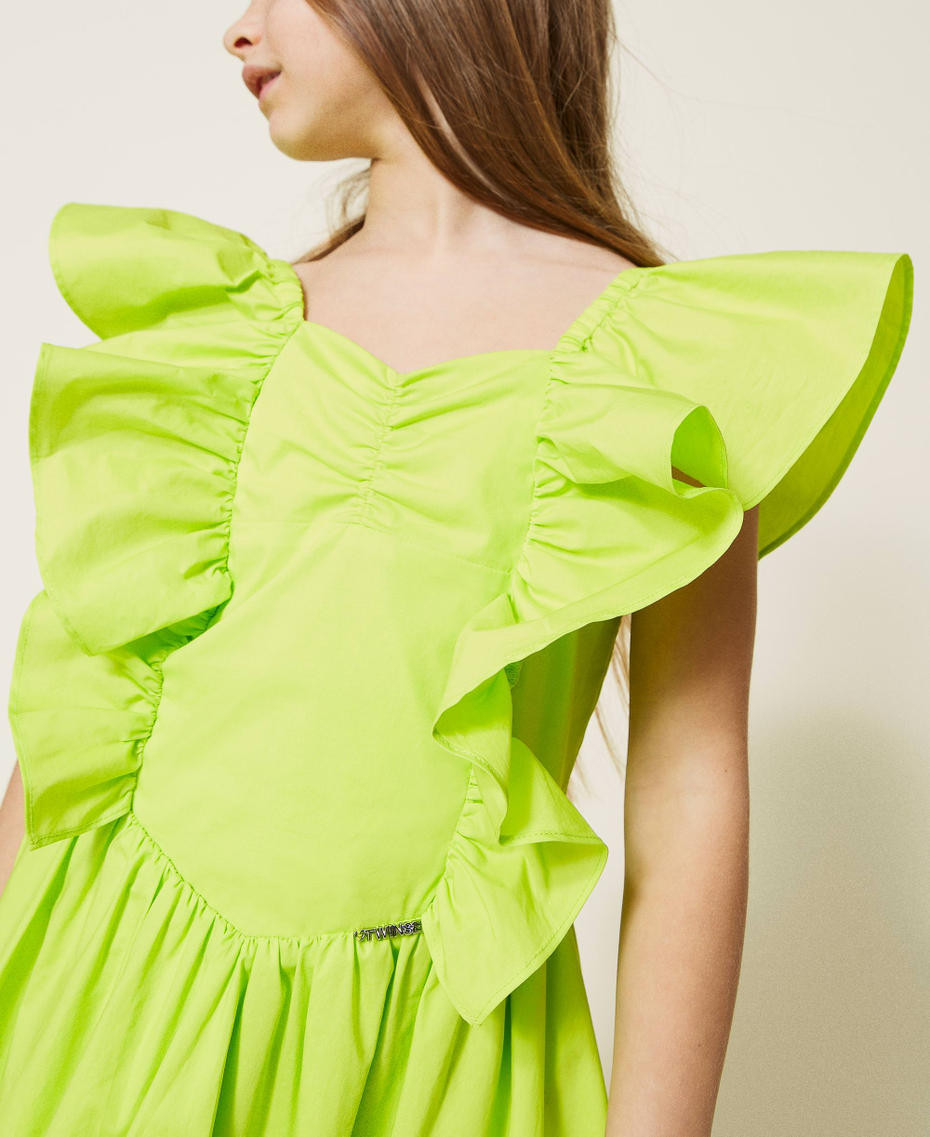 Kleid aus Popeline mit Volants „Lemongrass“-Gelb Mädchen 221GJ202A-04