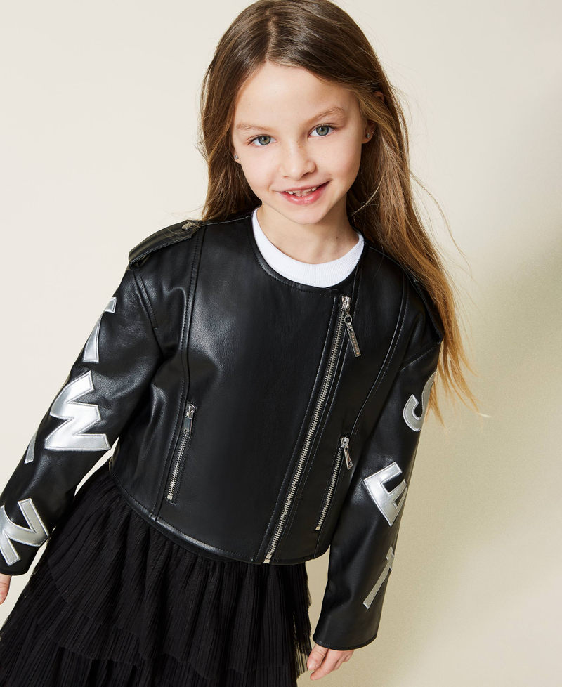 Biker jacket with logo