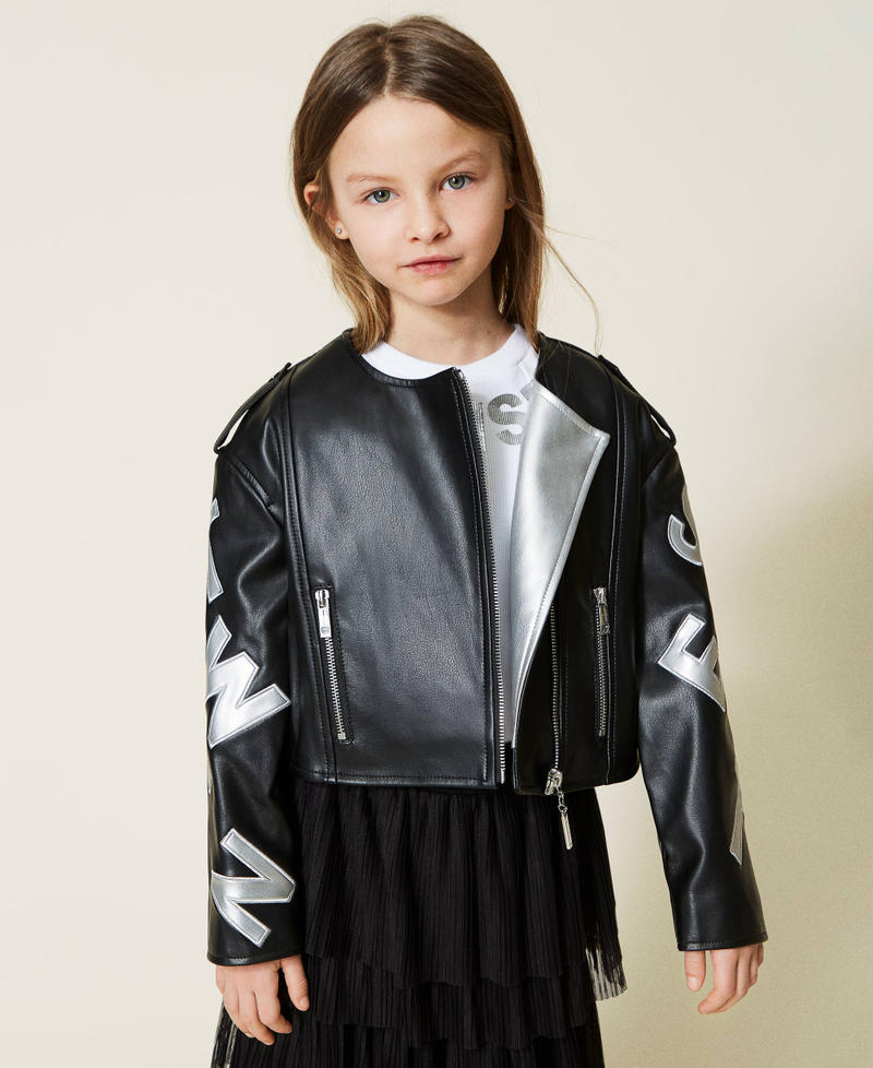 Biker jacket with logo