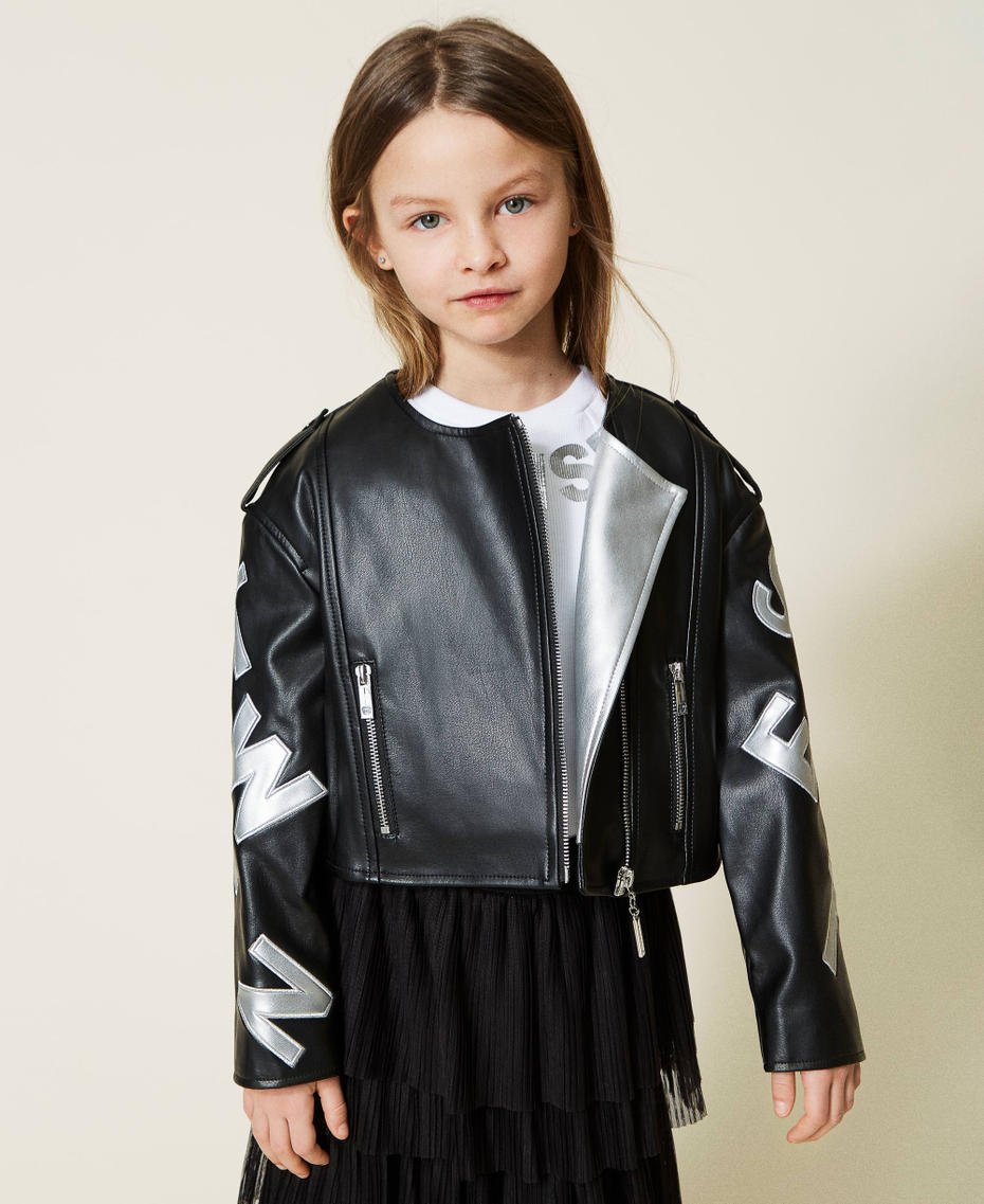 Biker jacket with logo