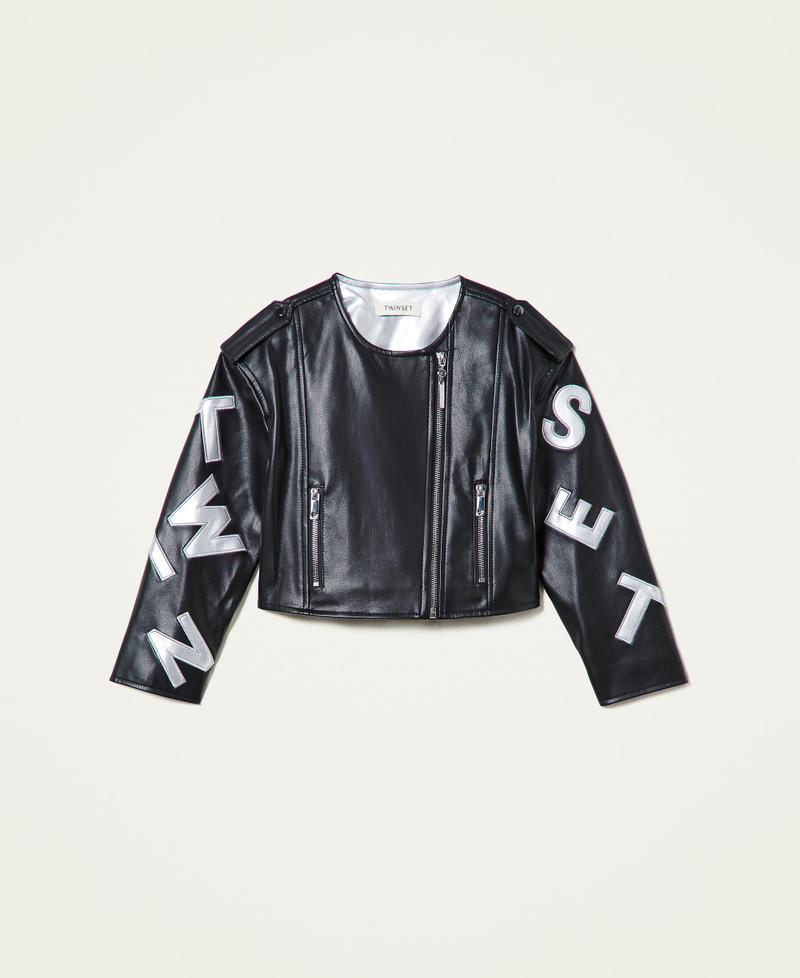 Biker jacket with logo