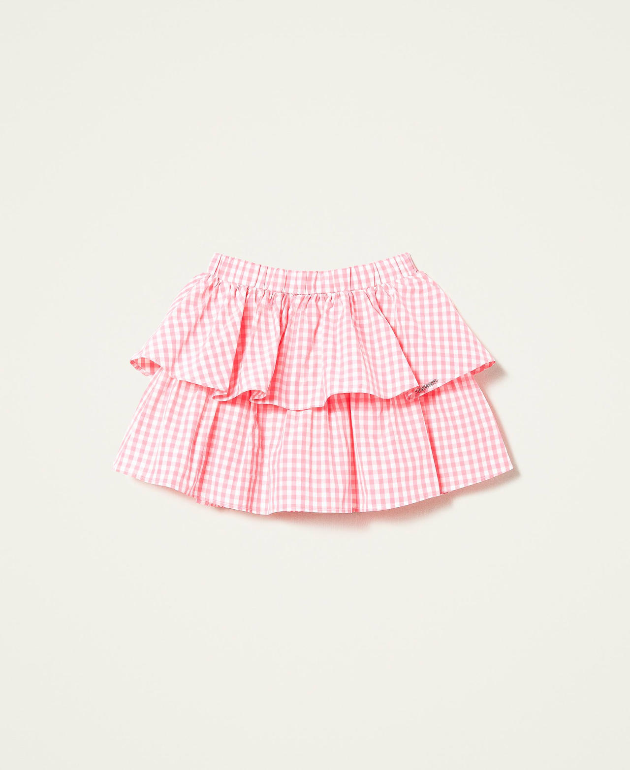 Gingham taffeta skirt Shocking Pink Gingham Jacquard Girl 221GJ207C-0S