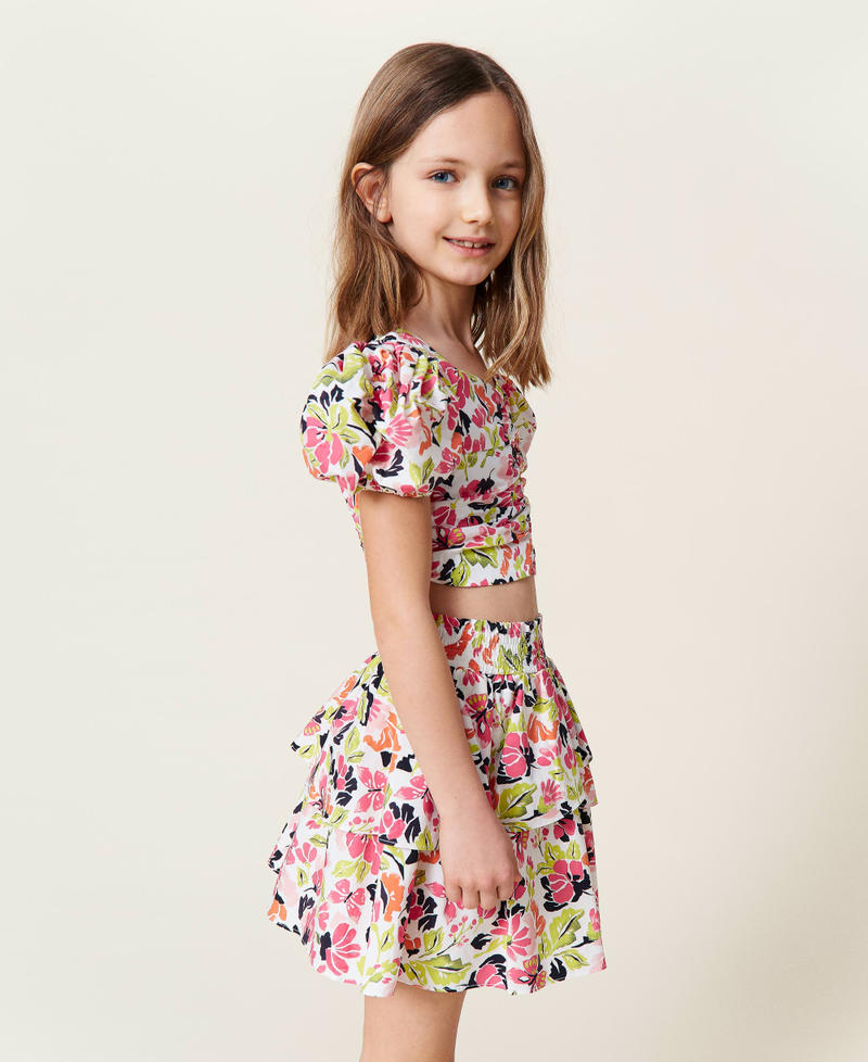 Топ и юбка с цветочным принтом Тропический Тропический Цветок Девочка 221GJ2090-02