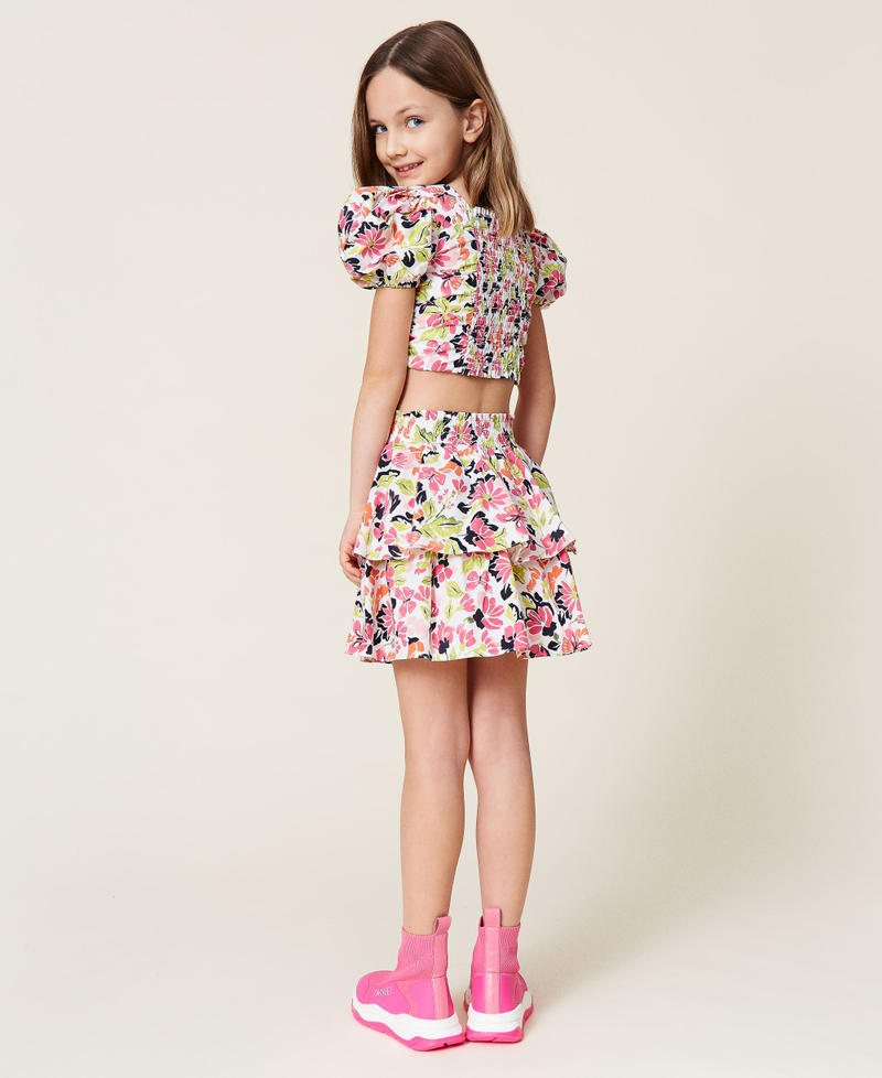 Топ и юбка с цветочным принтом Тропический Тропический Цветок Девочка 221GJ2090-04