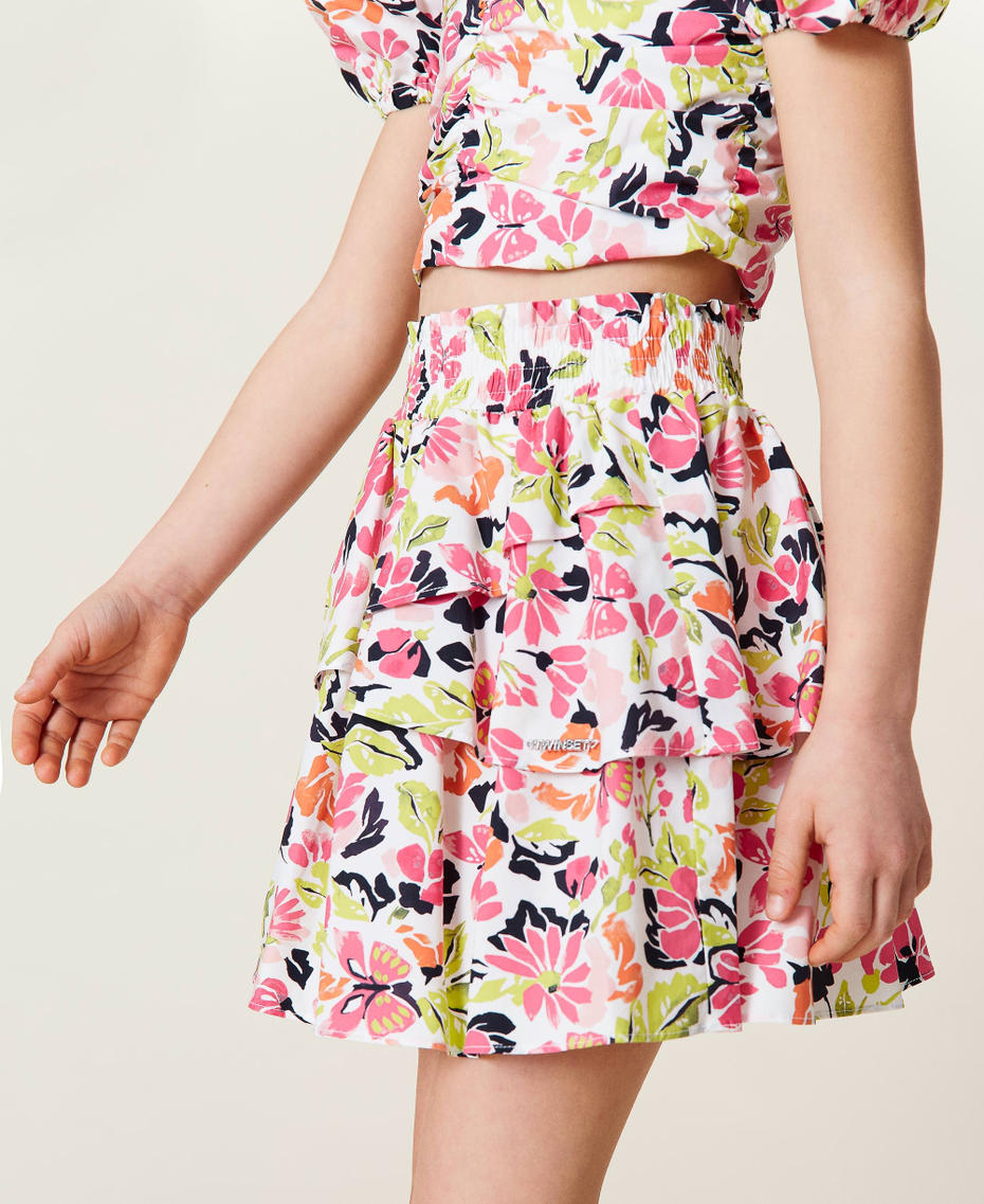Floral print top and skirt set Tropical Flower Print Girl 221GJ2090-06