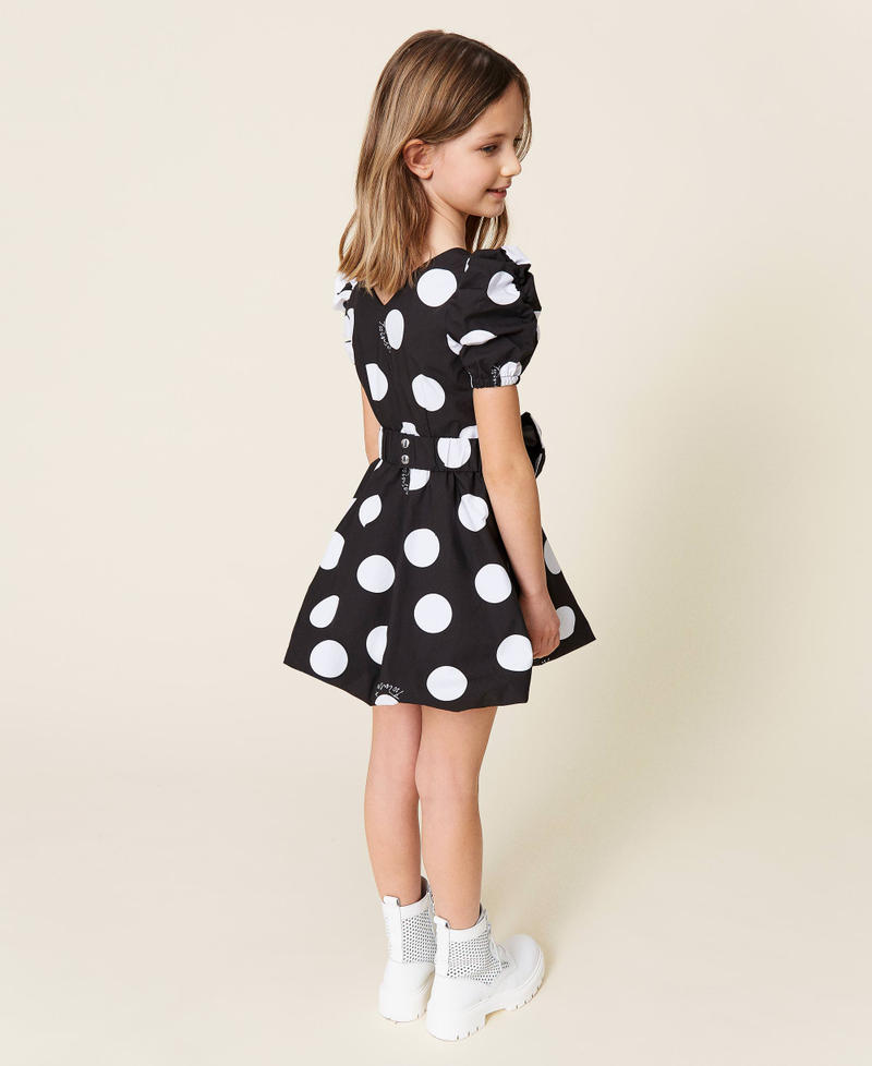 Poplin dress with double polka dot print Mixed Polka Dot Print Girl 221GJ2091-04