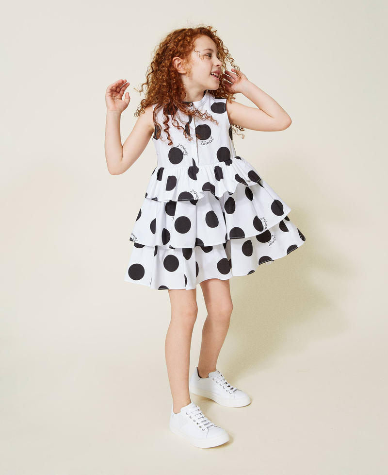 Poplin dress with polka dot print