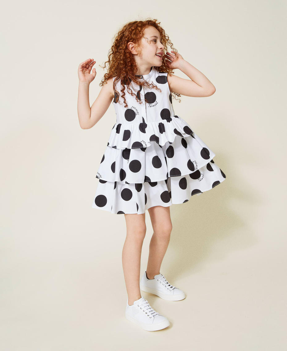 Poplin dress with polka dot print