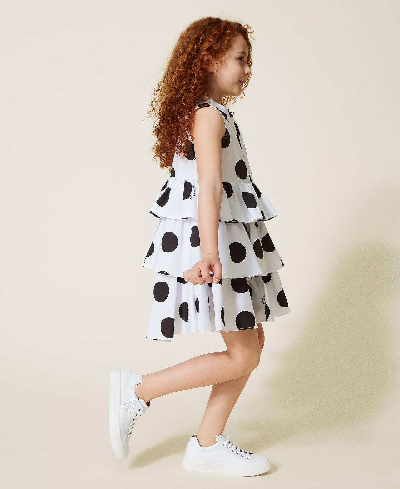 Poplin dress with polka dot print