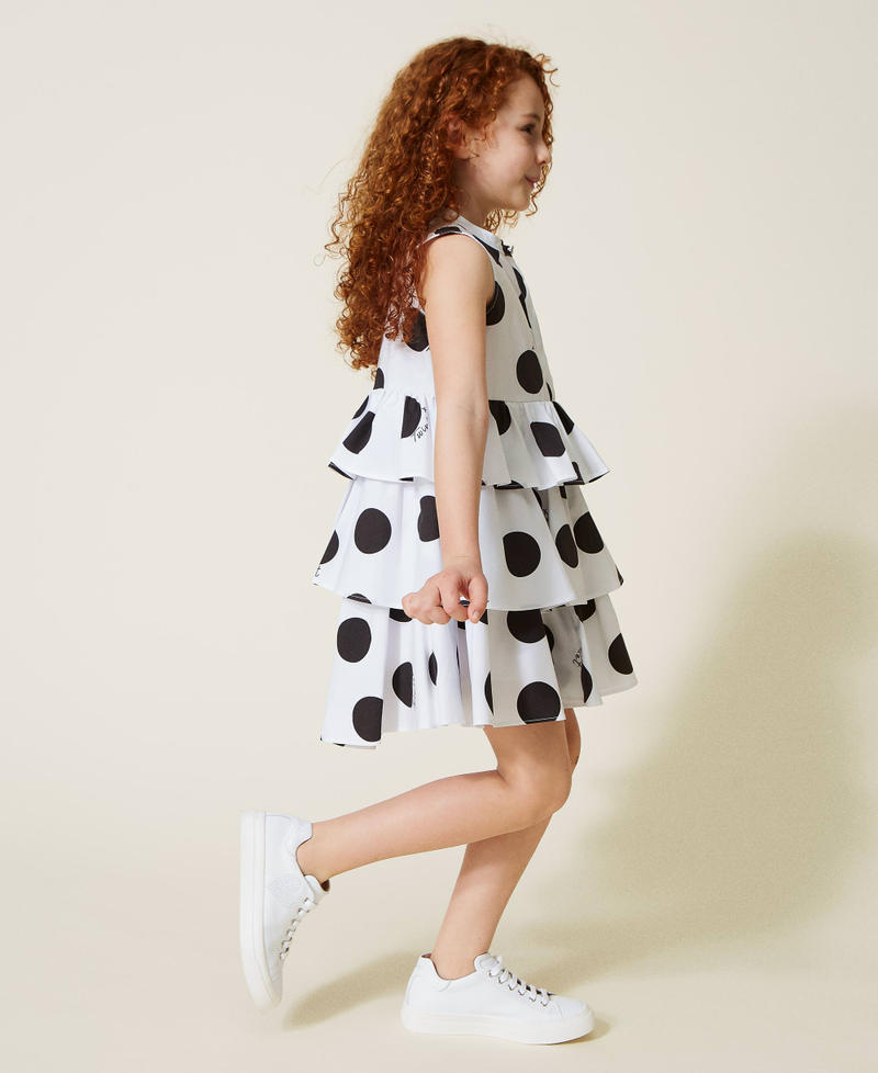 Poplin dress with polka dot print