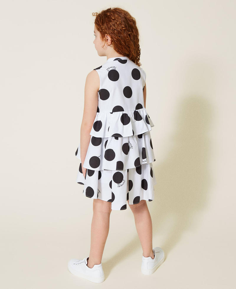 Poplin dress with polka dot print Polka Dot Print Off White Background Girl 221GJ2098-04