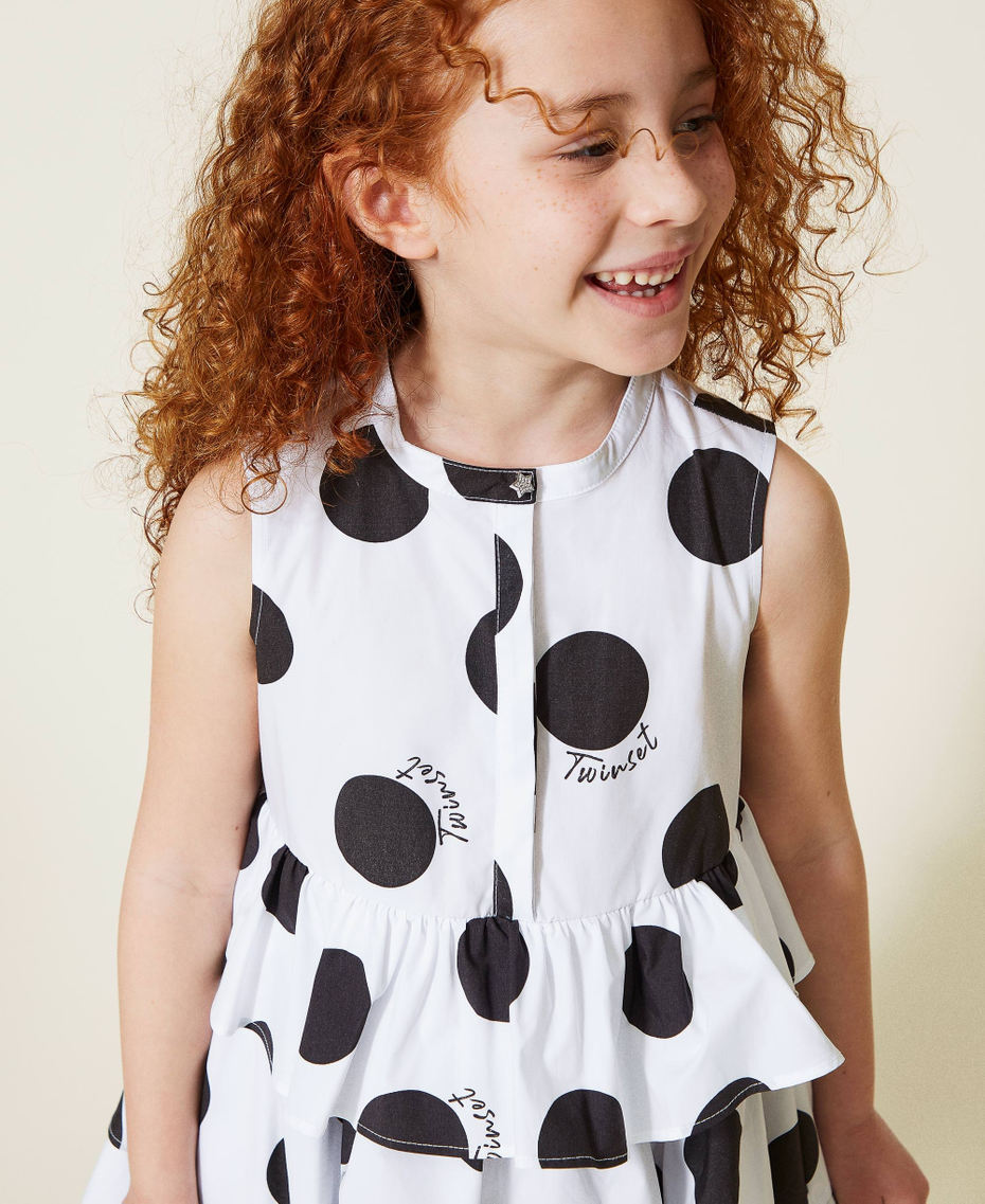 Poplin dress with polka dot print
