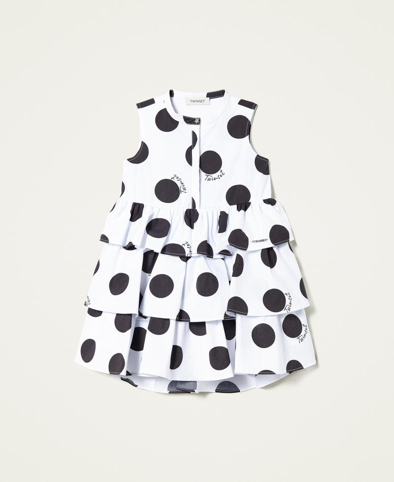 Poplin dress with polka dot print