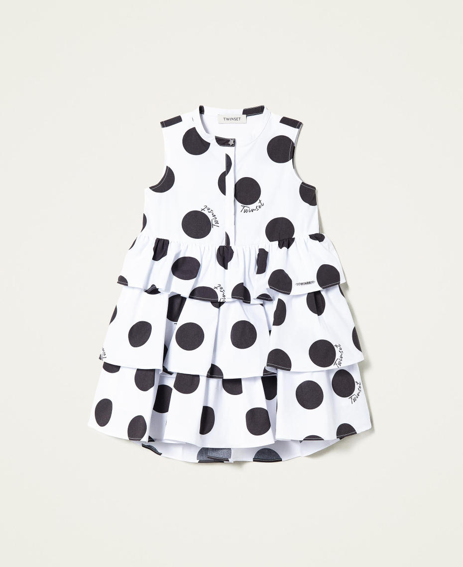 Poplin dress with polka dot print