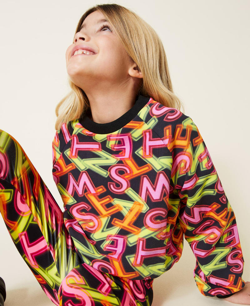 Sweatshirt with logo print Black Neon Lettering Print Girl 221GJ2116-05
