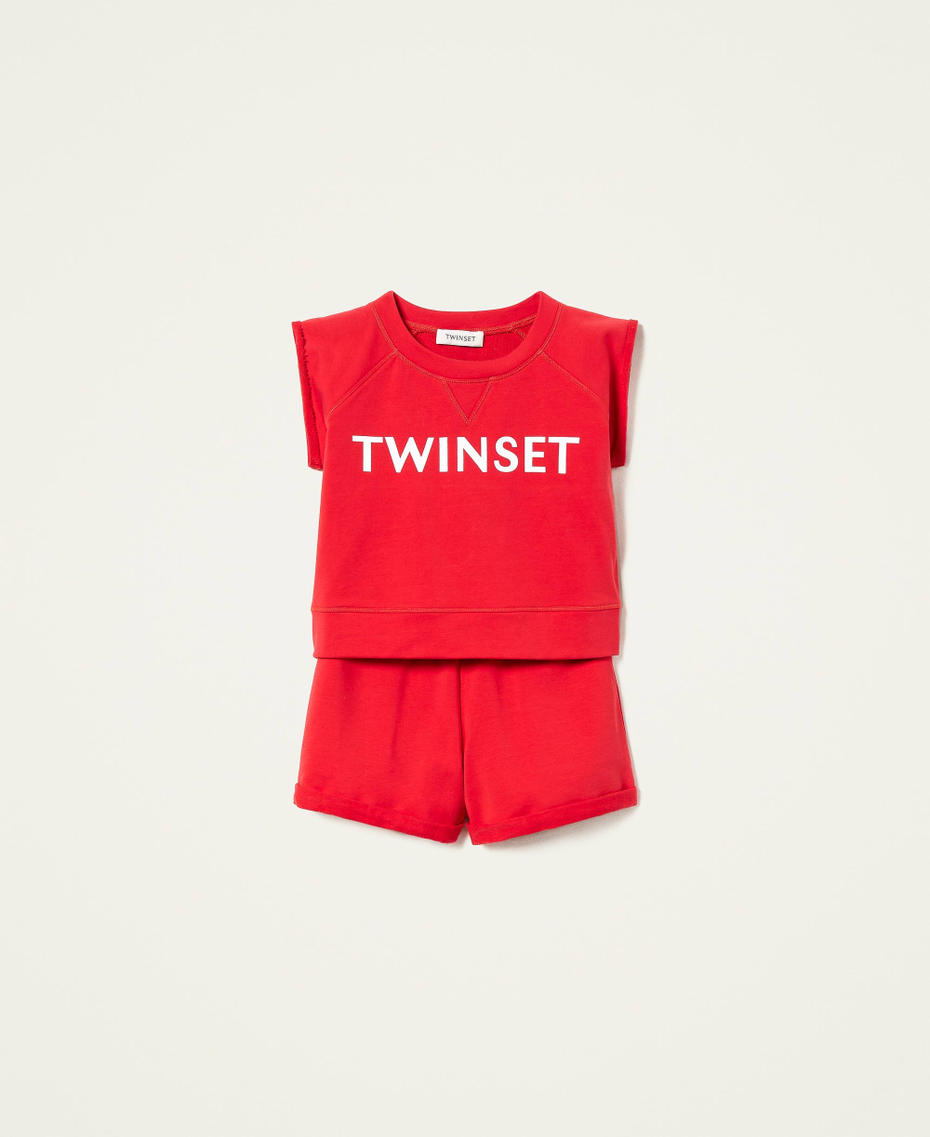 Felpa con logo e shorts