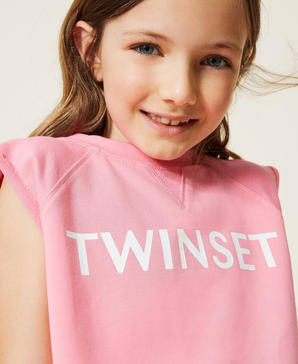 Logo sweatshirt and shorts set Girl, Fuchsia | TWINSET Milano