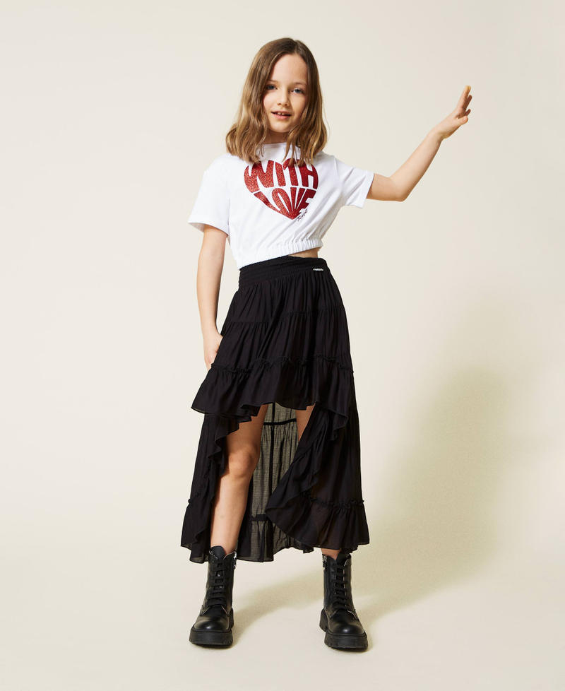 Asymmetric muslin skirt Black Girl 221GJ2144-01