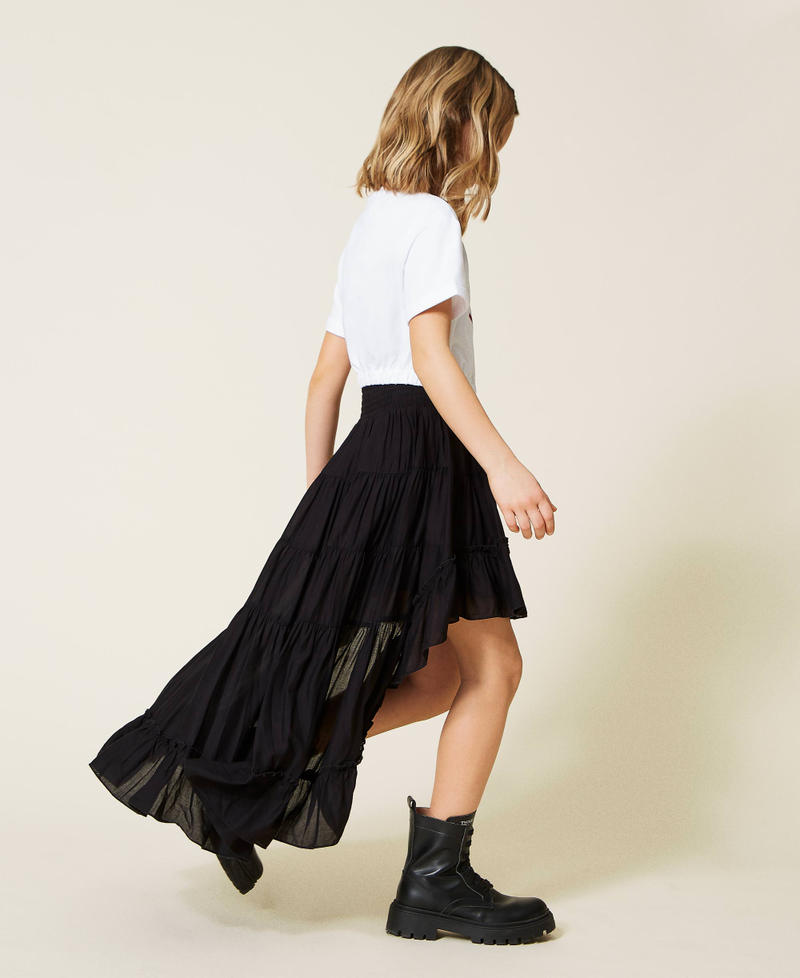 Асимметричная юбка из муслина Черный Девочка 221GJ2144-02