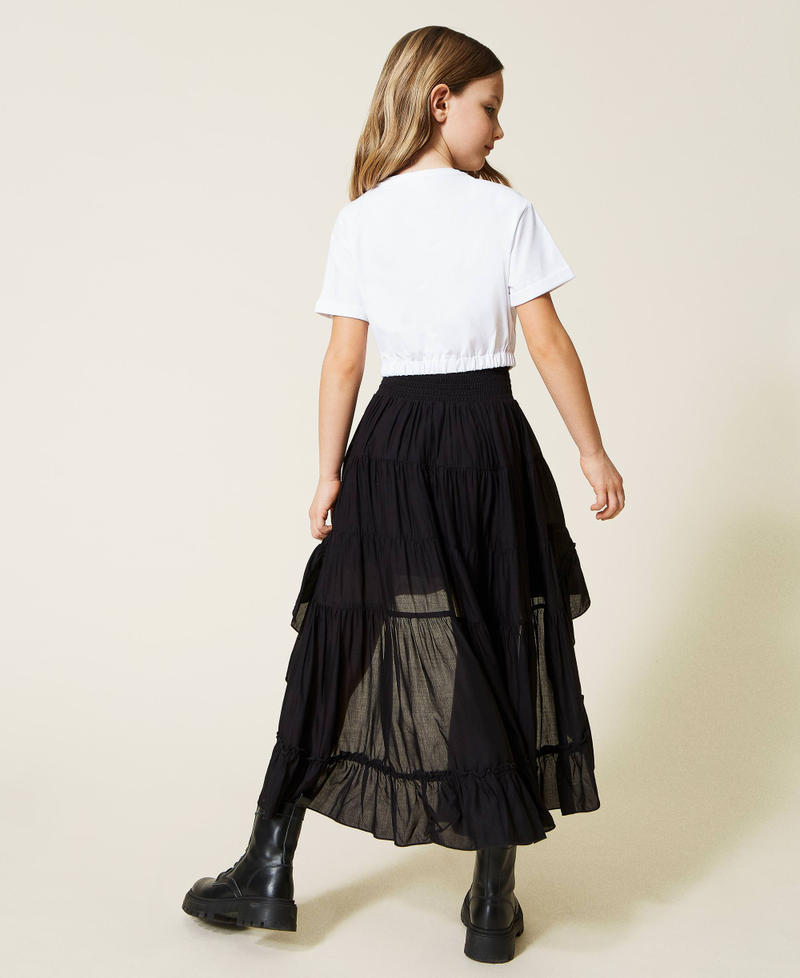 Асимметричная юбка из муслина Черный Девочка 221GJ2144-03