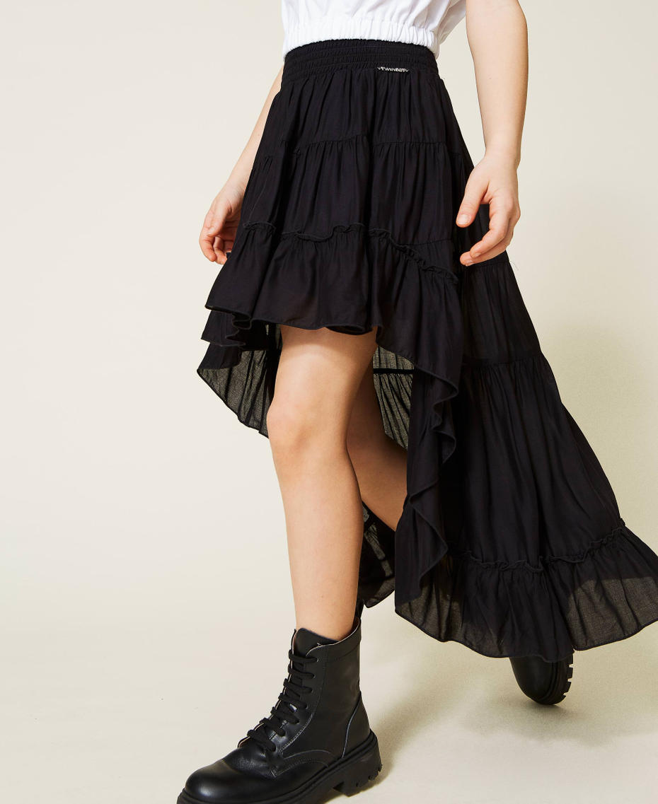 Асимметричная юбка из муслина Черный Девочка 221GJ2144-04