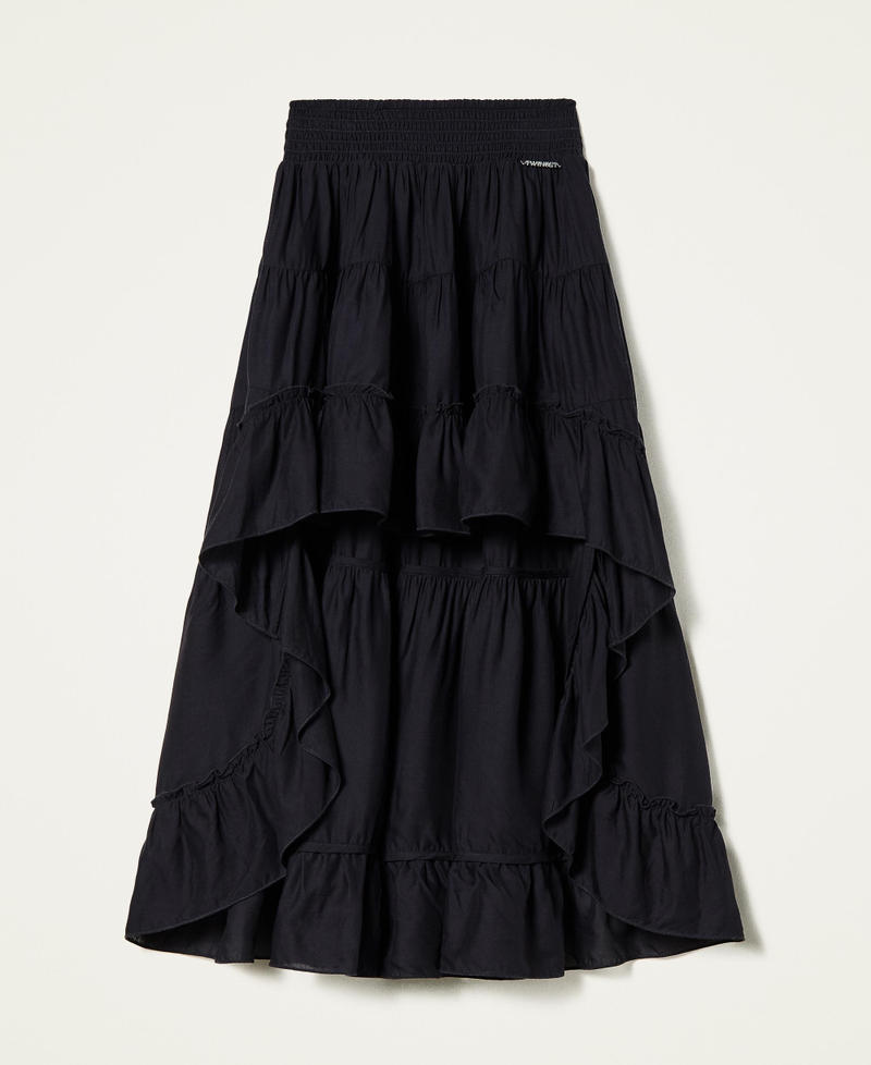 Асимметричная юбка из муслина Черный Девочка 221GJ2144-0S