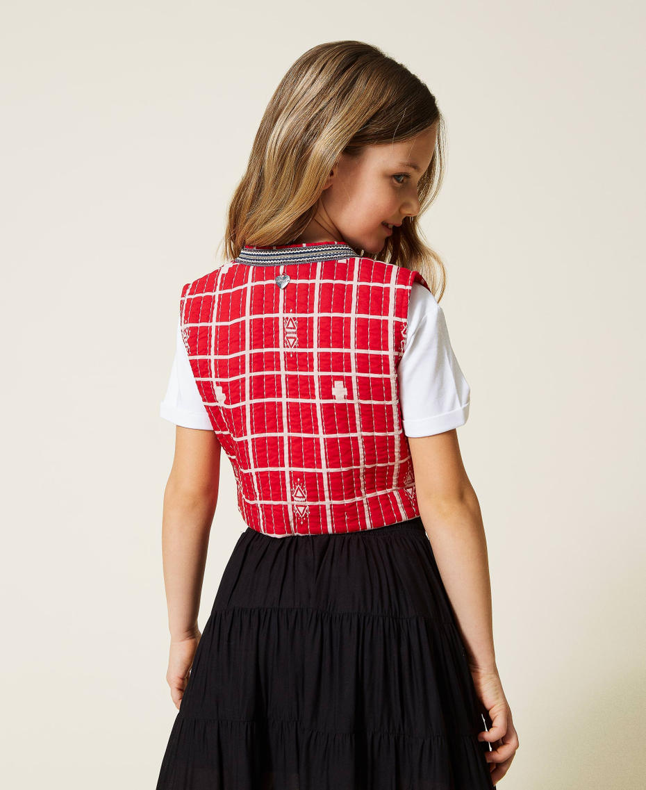 Matelass&eacute; gilet with print