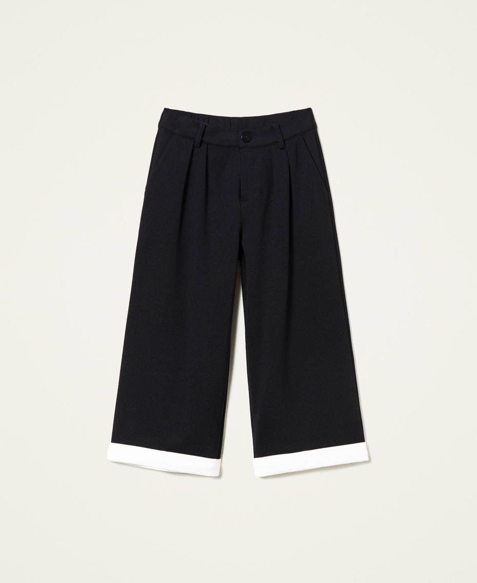 Cropped-Hose mit kontrastfarbigem Beinabschluss