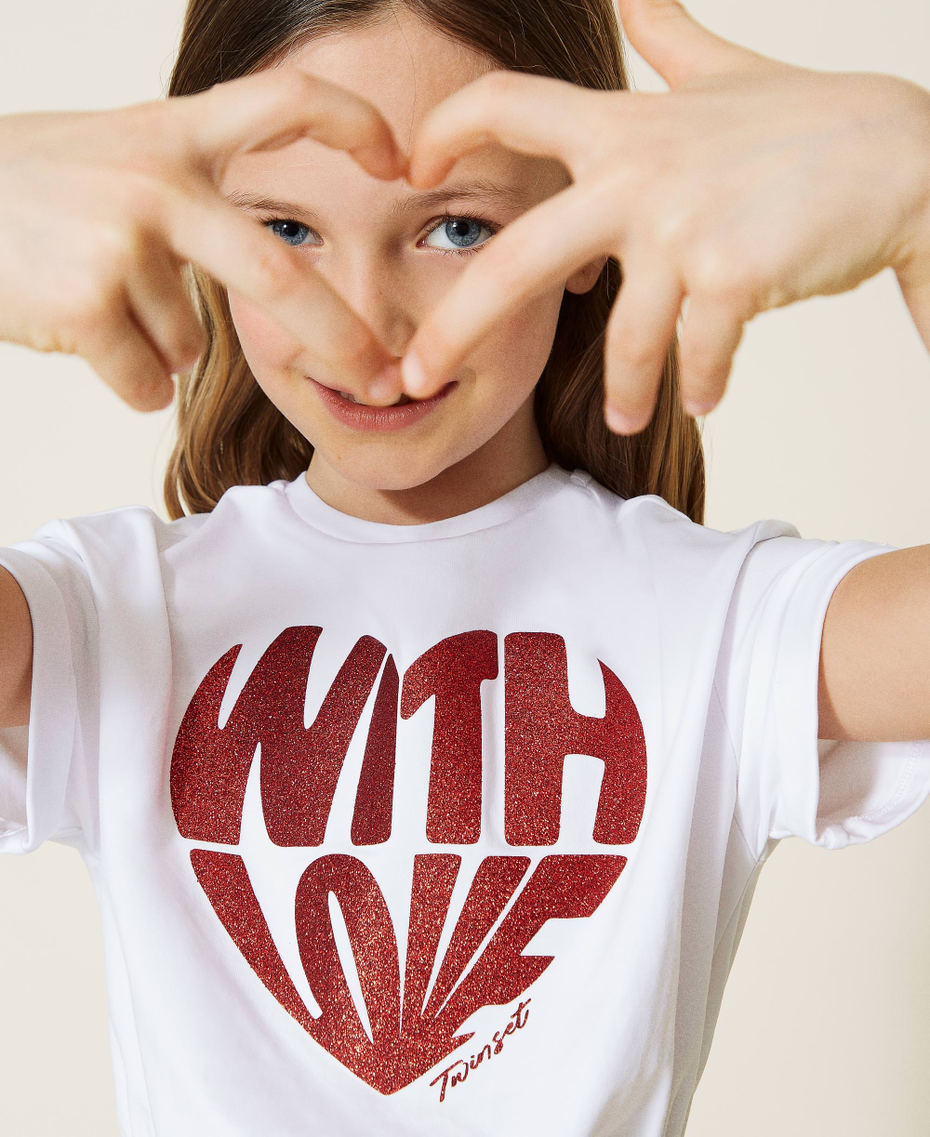 Camiseta cropped con estampado Estampado «With Love» Off White Niña 221GJ224A-01
