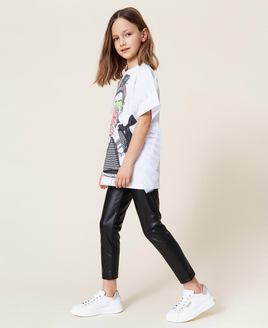 Maxi T-shirt con tulle e leggings Stampa "Teen Girl" Bambina 221GJ224D-03