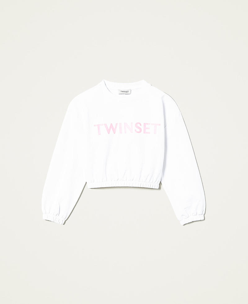 Cropped-Sweatshirt mit Logo Mattweiß Mädchen 221GJ2260-0S