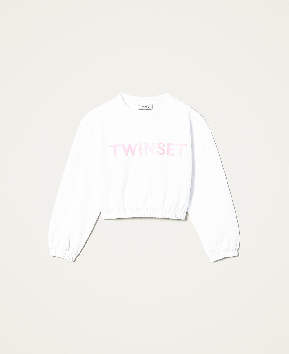 Cropped-Sweatshirt mit Logo Mattweiß Mädchen 221GJ2260-0S