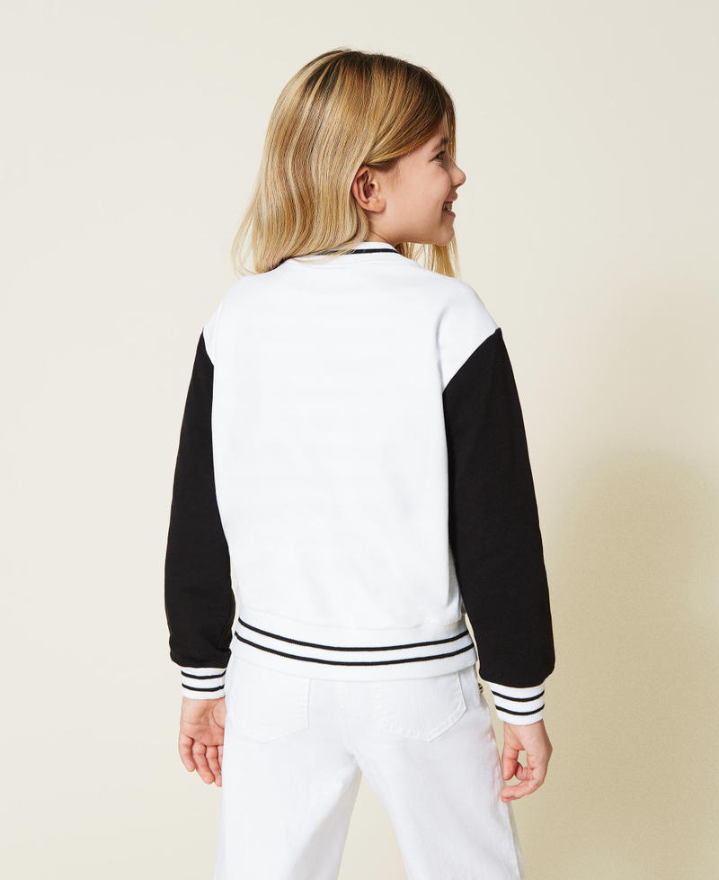 Bomber jacket with embroidered logo patch Bicolour Off White / Black Girl 221GJ2261-04