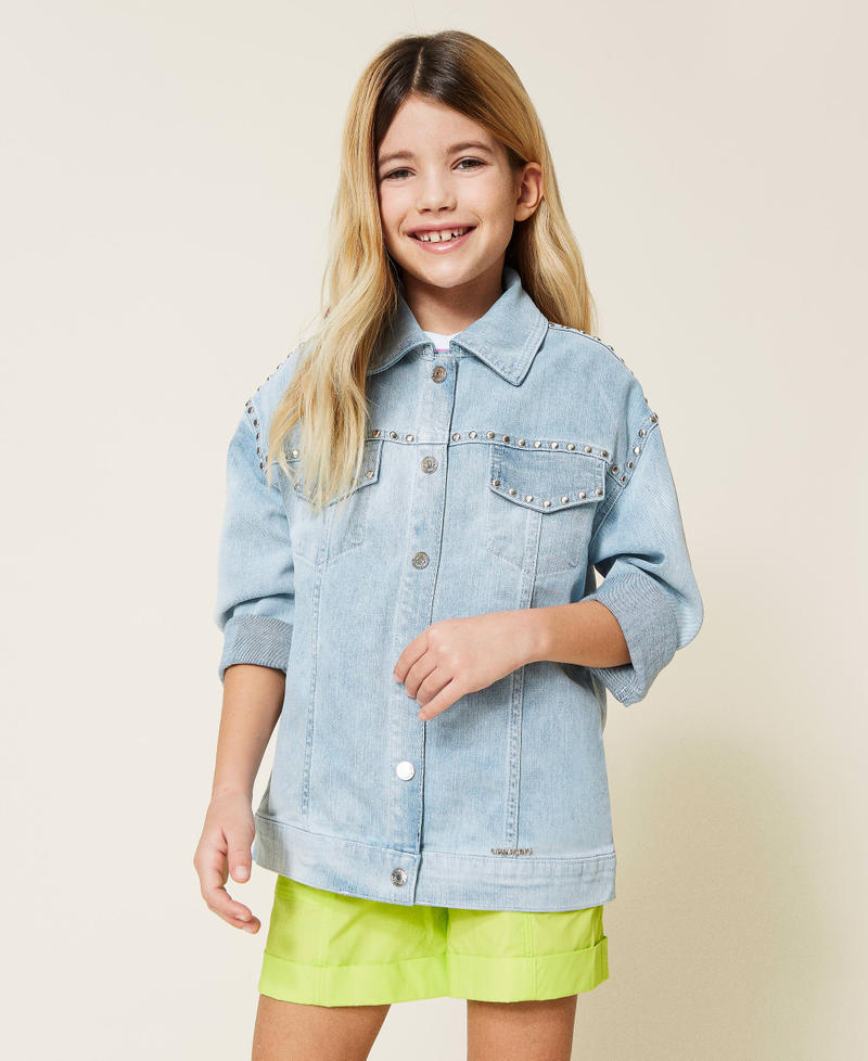 Denim jacket with studs