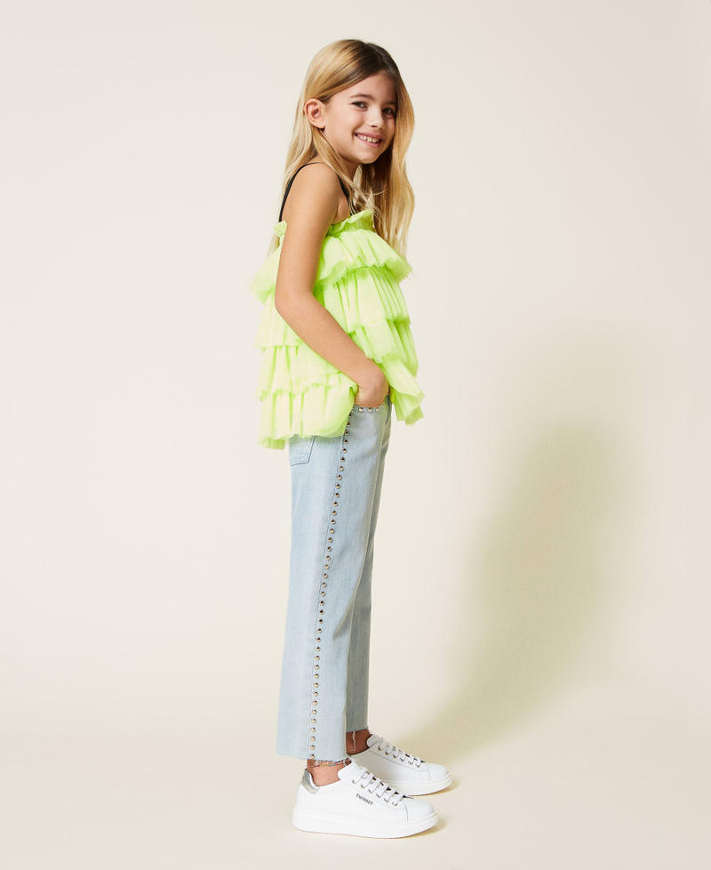 Raw cut jeans with studs