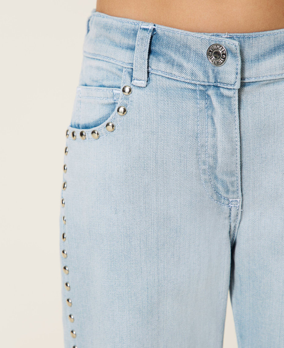 Raw cut jeans with studs "Bleach” Denim Girl 221GJ2413-06