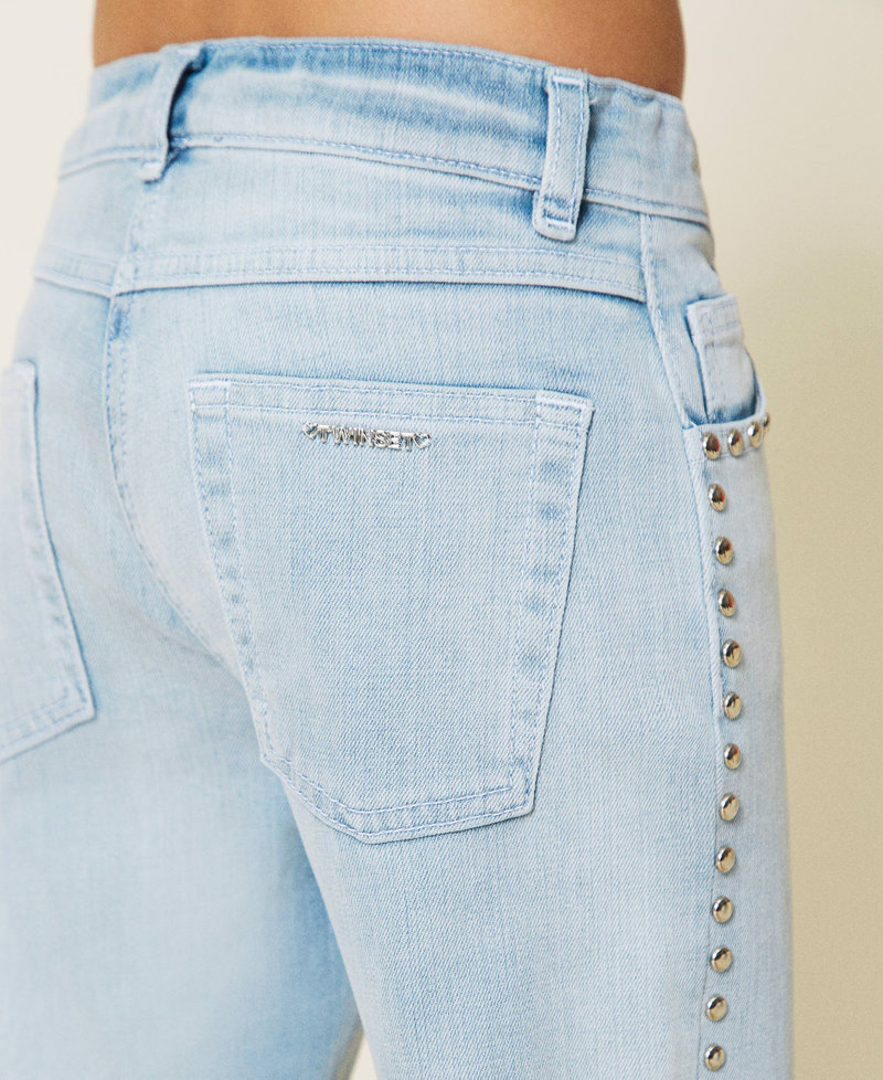 Raw cut jeans with studs "Bleach” Denim Girl 221GJ2413-07