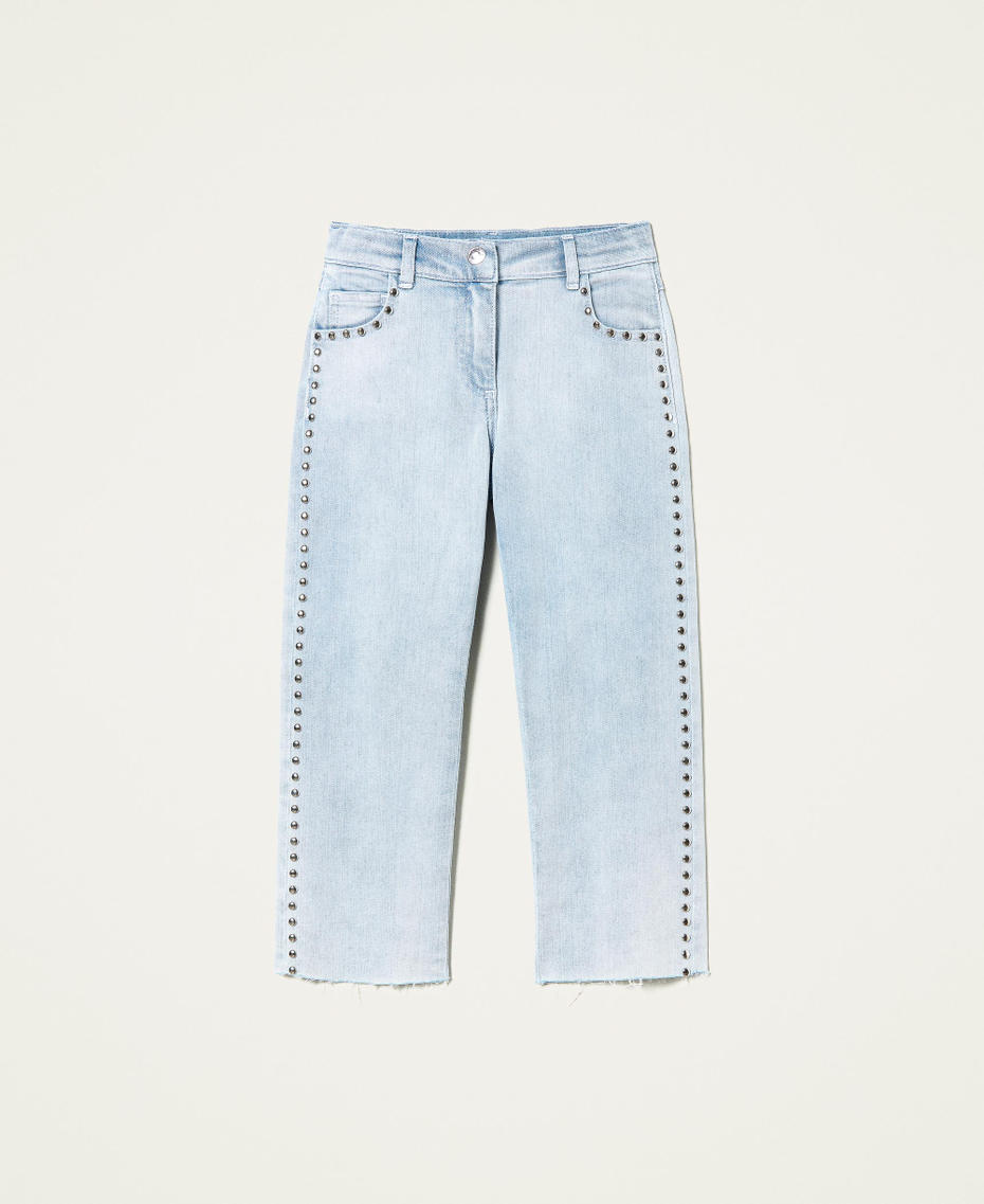 Raw-Edge-Jeans mit Nieten „Bleach“-Denim Mädchen 221GJ2413-0S