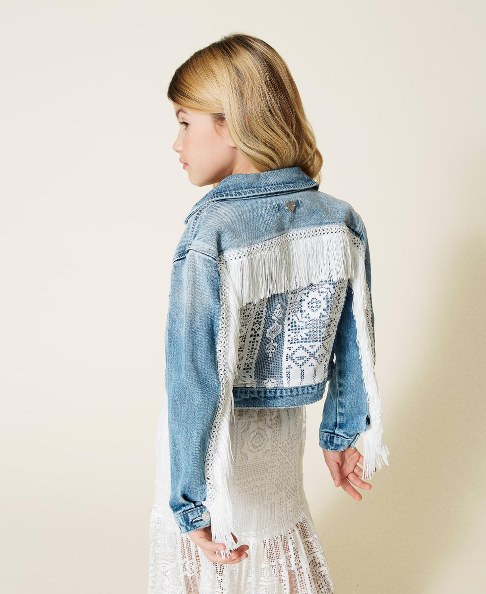 Denim jacket outlet with lace