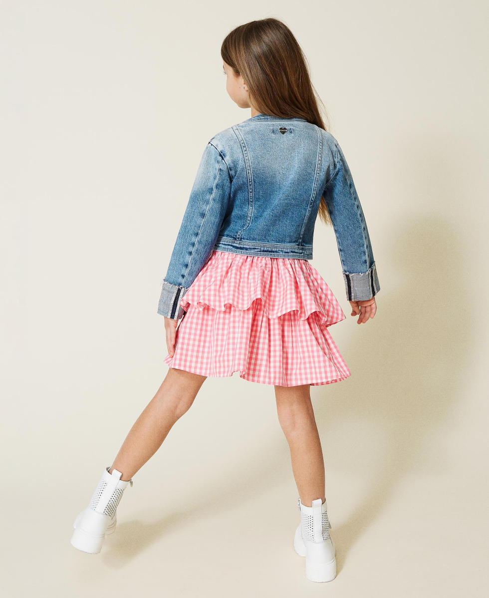 Denim jacket with riveted studs