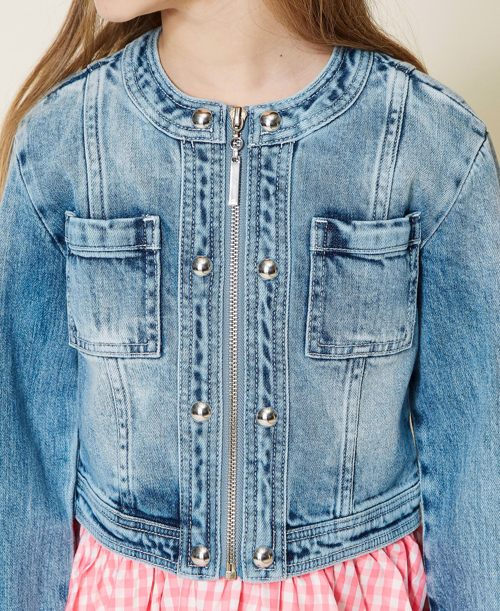 Giacca in jeans con borchie a rivetto Bambina Blu TWINSET Milano