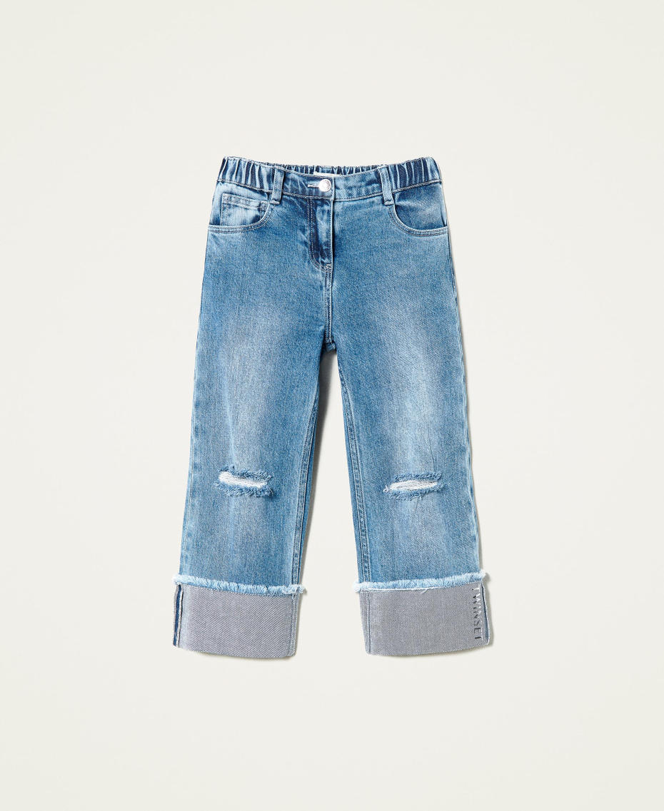 Jeans con fondo a taglio vivo Denim Medio Bambina 221GJ2423-0S