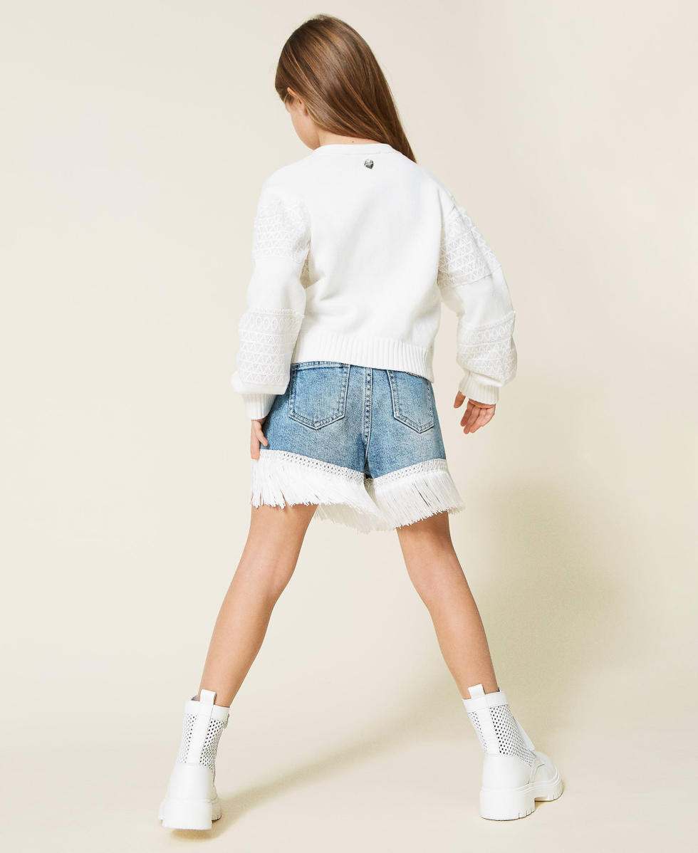 Short jean dentelle fille best sale