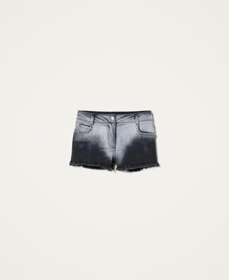 Fadeout denim shorts with studs