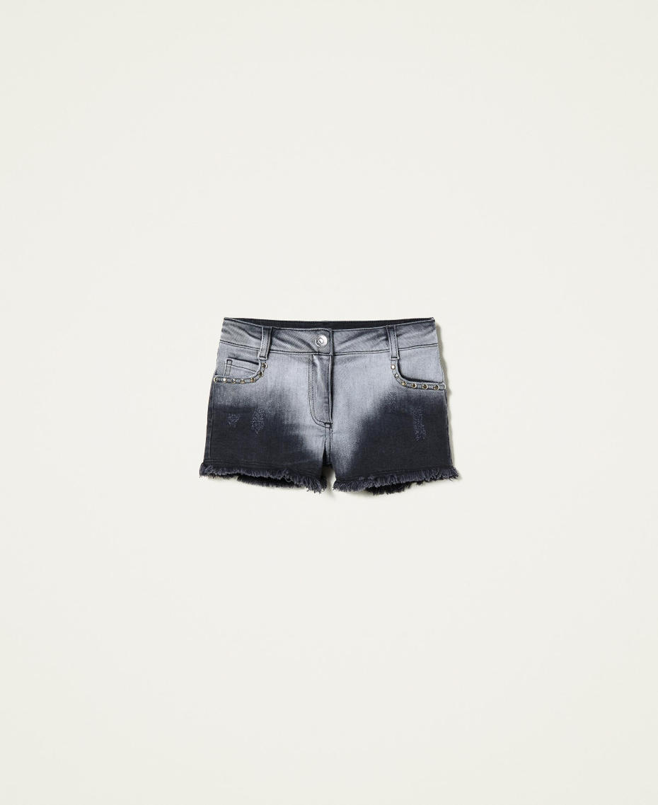 Fadeout denim shorts with studs