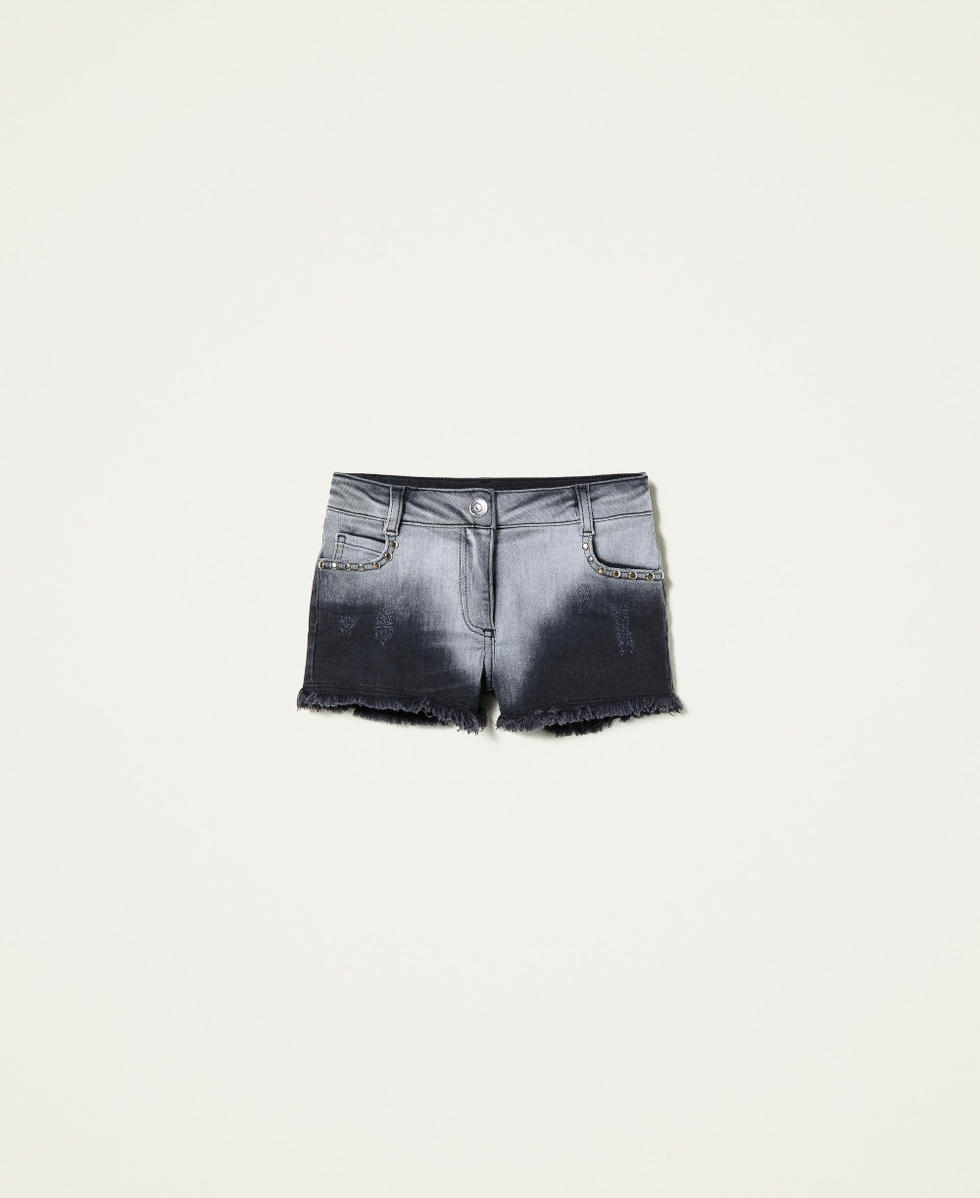 Fadeout denim shorts with studs