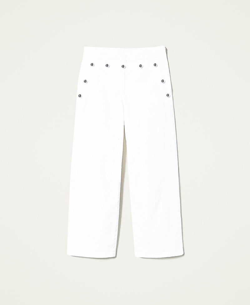 Свободные прямые брюки из плотной ткани с заклепками Off White Девочка 221GJ2446-0S