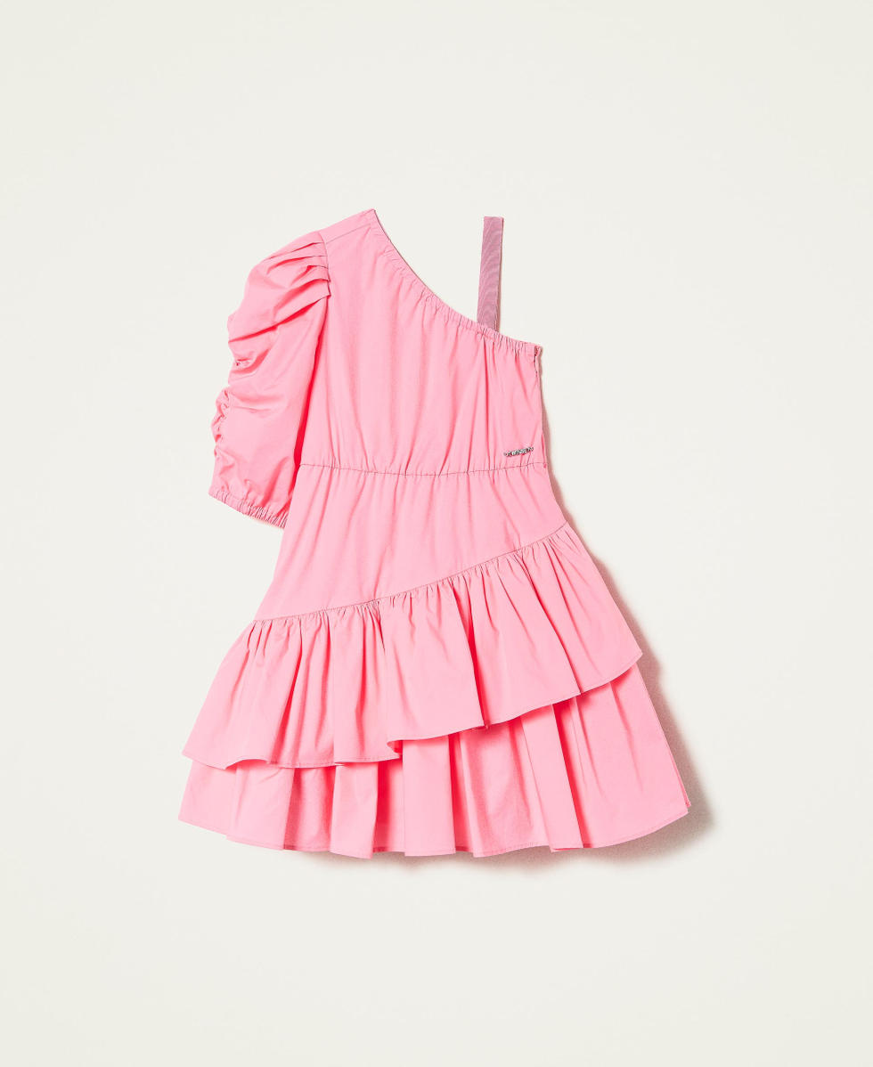One-shoulder poplin dress