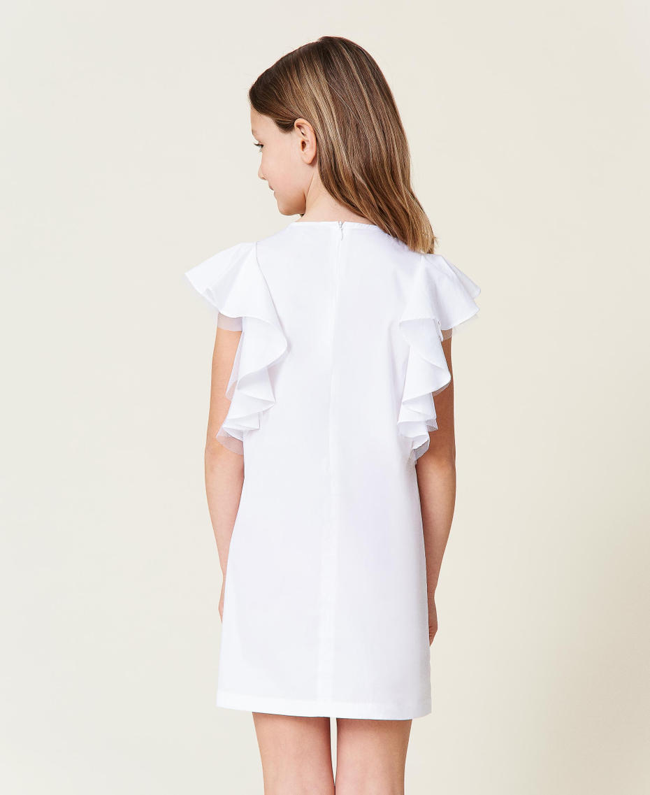Поплиновое платье с воланами Off White Девочка 221GJ2Q11-04